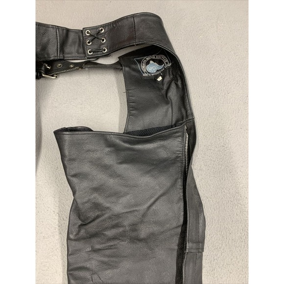 Himalaya Motor Bike Wear Chaps Mens Size Medium Motorcycle Riding Bikers Black - Picture 8 of 16